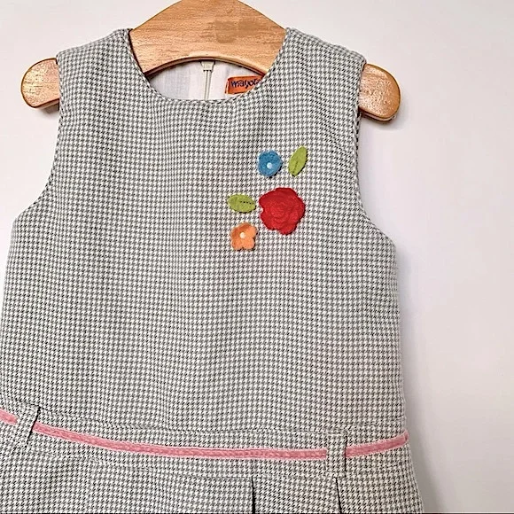 Vintage Mayoral Houndstooth Floral Dress•Like New - Picture 2 of 6